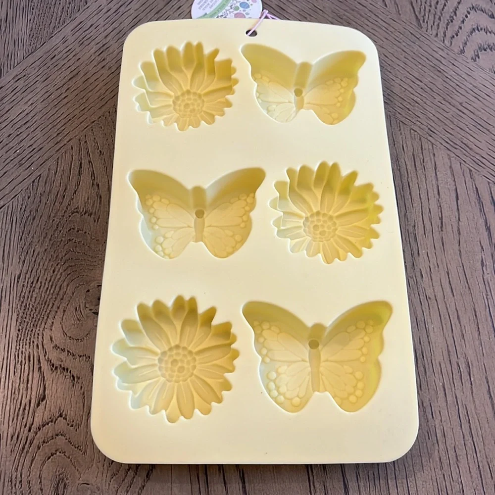 Yellow Butterfly and Flower Silicone Mold Spring Floral Garden Craft Bakeware